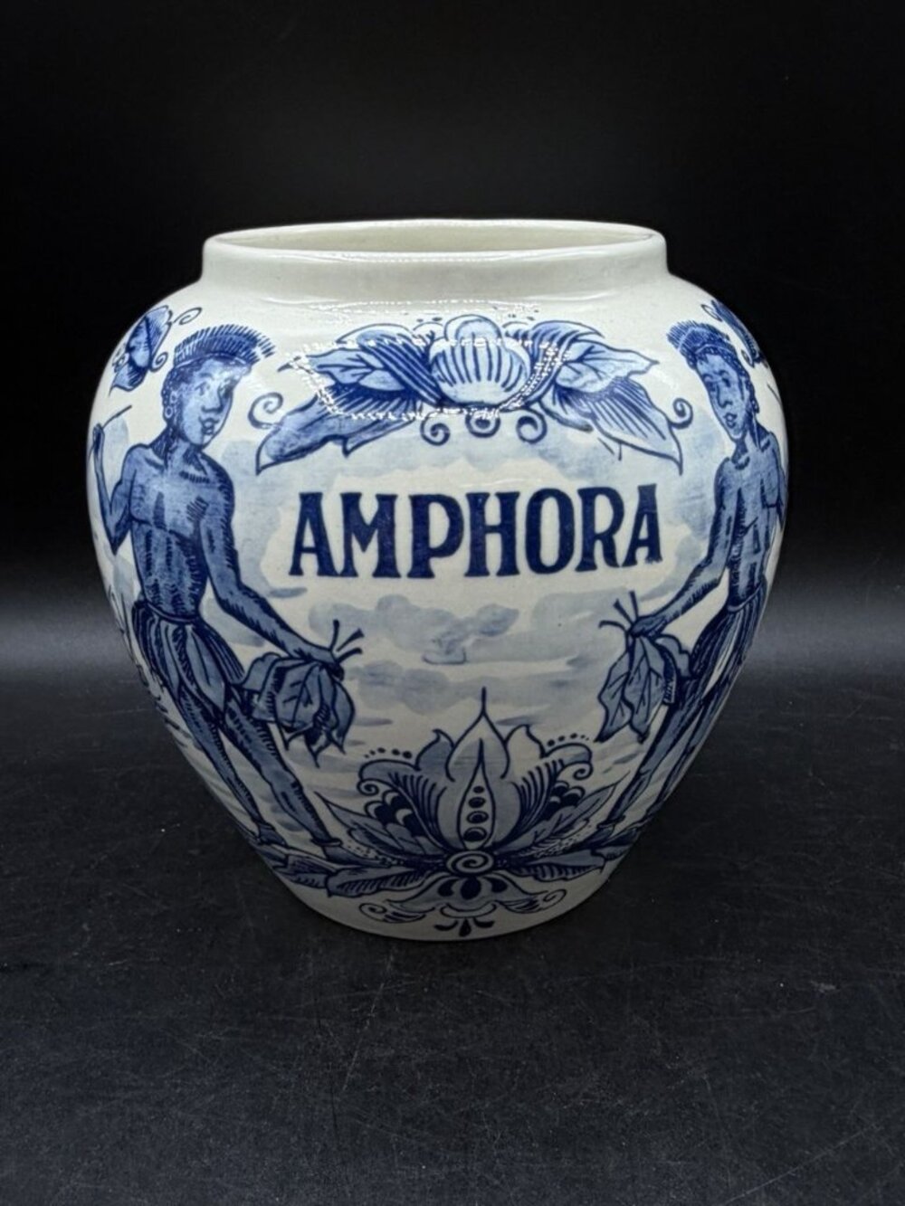 Delft Blue White Amphora Hand Painted Tobacco Jar Holland Vintage READ